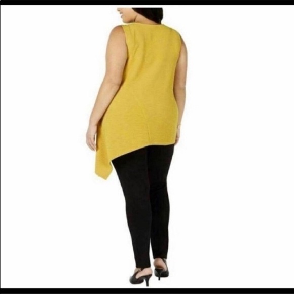 NEW Alfani Plus Tunic Tank Top Sleeveless Asymmetrical Hemline Sun Gold - Picture 2 of 5